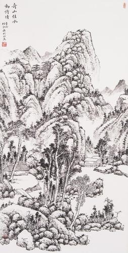 简笔画风水画山水画