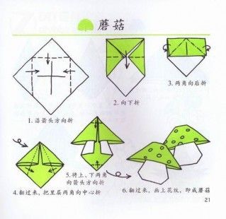 幼儿折纸图案大全-教你折蘑菇