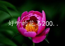 好听的花名200个